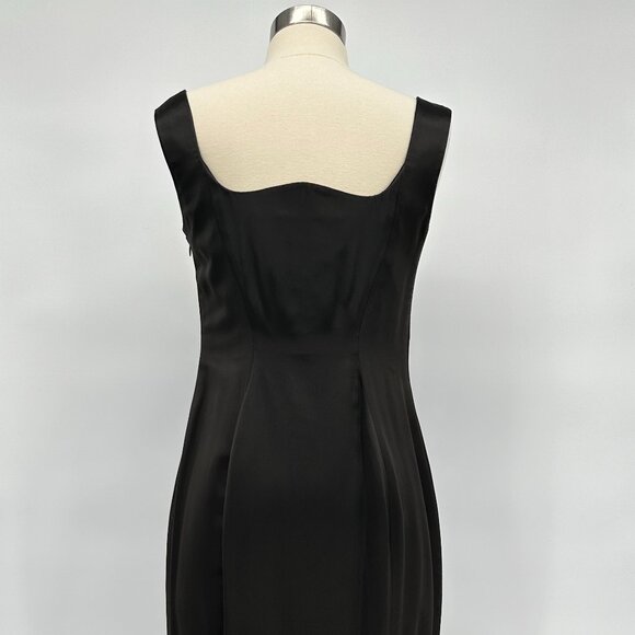 Vintage 1980s Gianni Versace Black Silk Blend Satin Iconic Curved - Picture 3 of 4